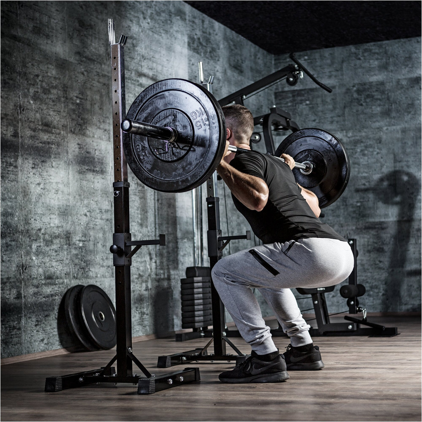 Squat en Bankdruksteunen met Halterset 35 kg kunststof