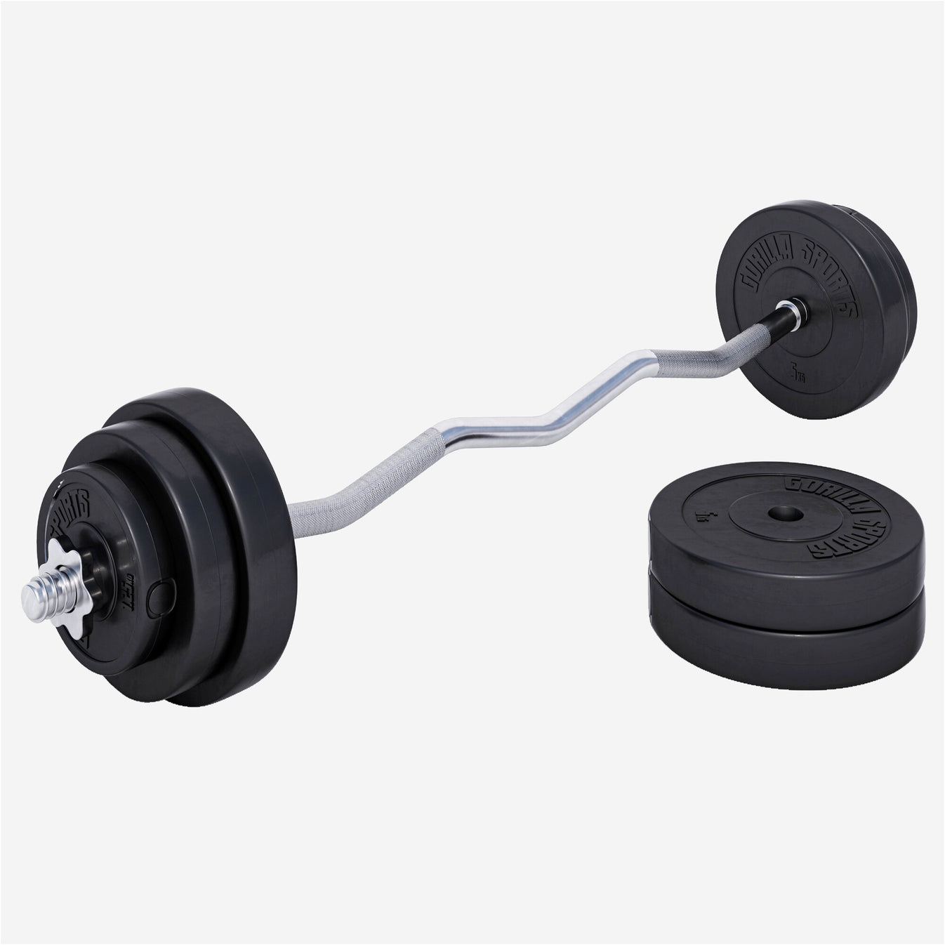 Squat en Bankdruksteunen met Halterset 35 kg kunststof