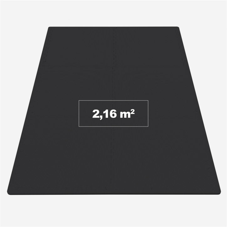 Sportschool Vloer Beschermingsmatten (6 matten + 12 eindstukken) zwart