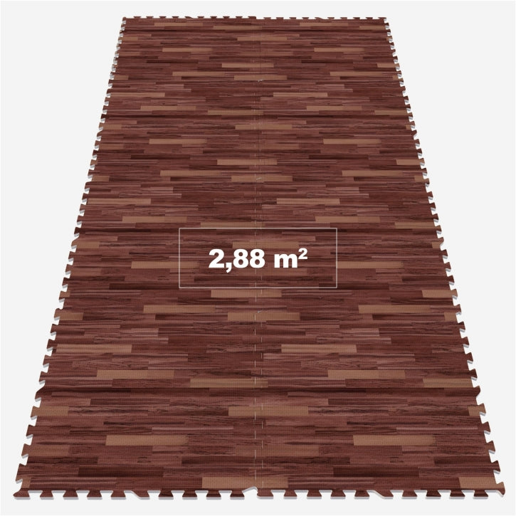 Sportschool Vloer Beschermingsmatten (8 stuks, totaal 2,88 m2) Donkere houtkleur