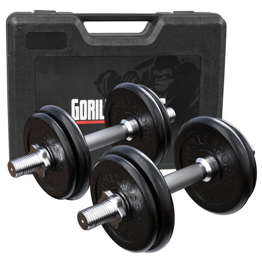 Dumbellset 20 kg Gietijzer incl. Koffer