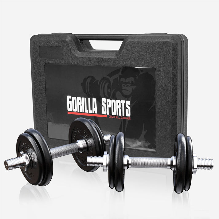 Dumbellset 20 kg Gietijzer incl. Koffer