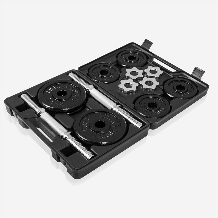 Dumbellset 20 kg Gietijzer incl. Koffer