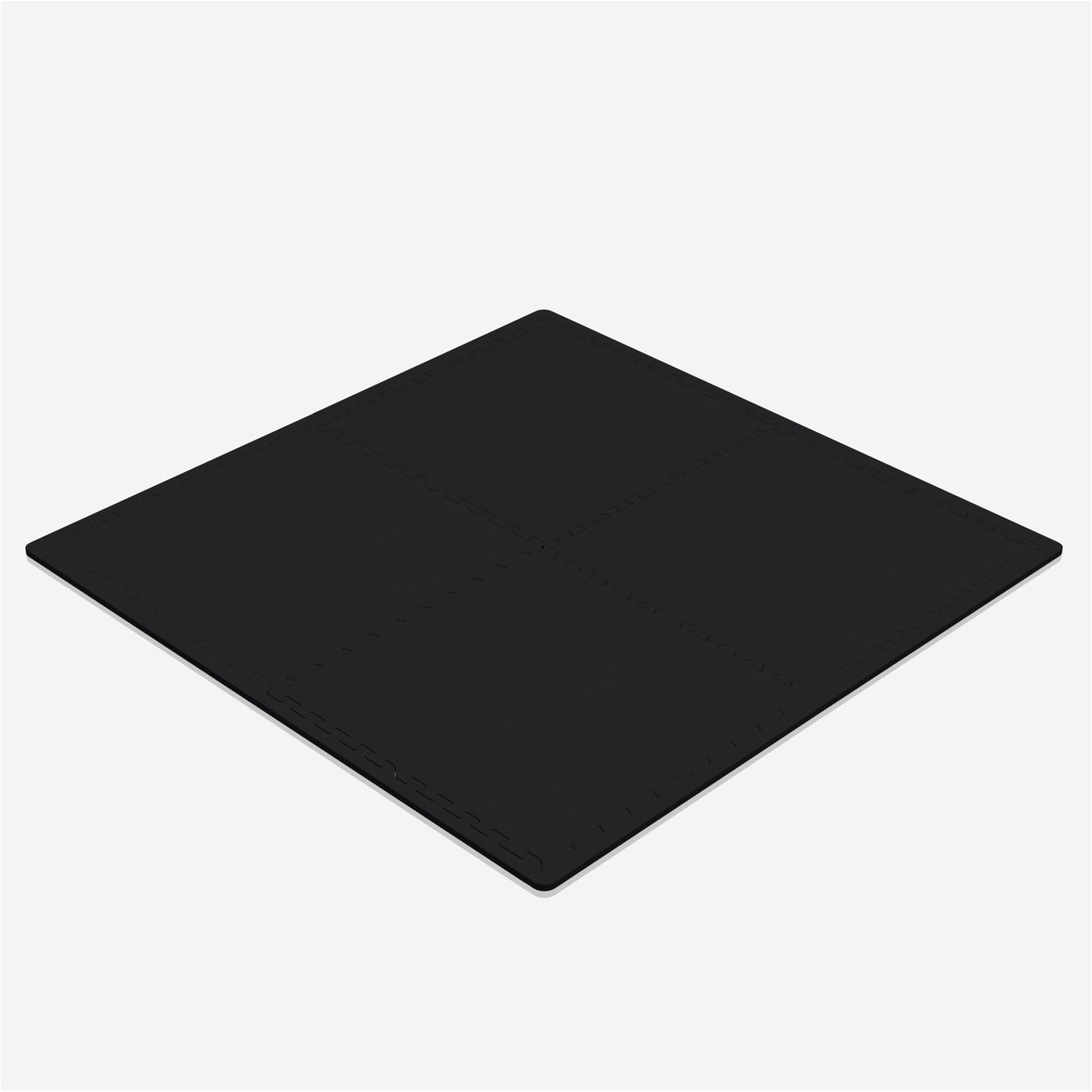Tapis de protection de sol de salle de sport en caoutchouc 4 tapis + 8 embouts Noir