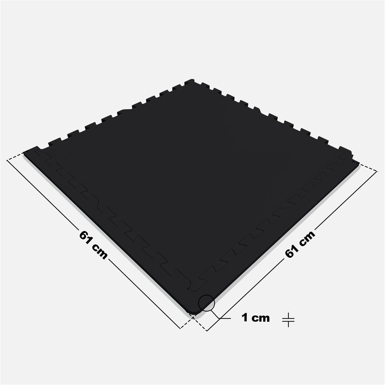 Tapis de protection de sol de salle de sport en caoutchouc 4 tapis + 8 embouts Noir