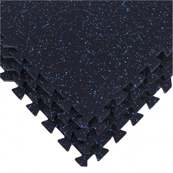 Sportschool Vloer Beschermingsmatten Rubber 4 matten + 8 eindstukken Blauw