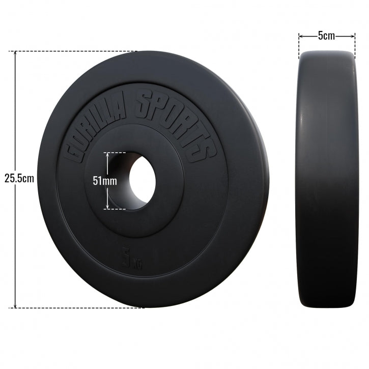Voordeelbundel 10 kg (2 x 5 kg) Olympische Halterschijven Kunststof - 50 mm