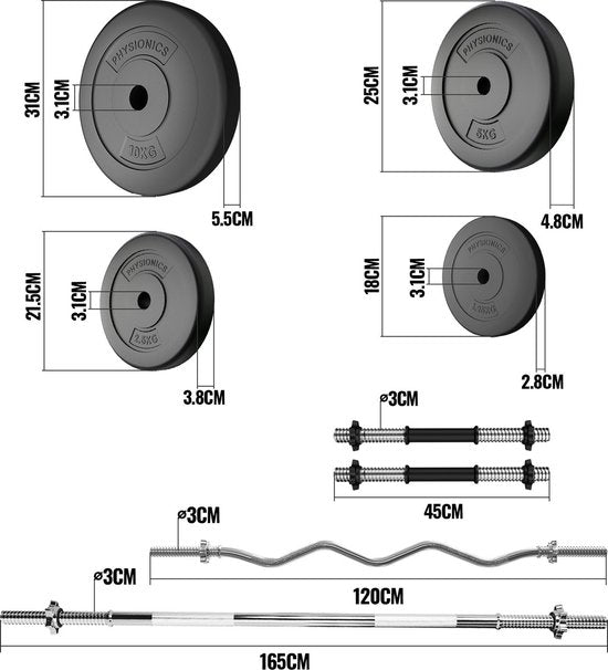 Physionics Halterset 125 kg