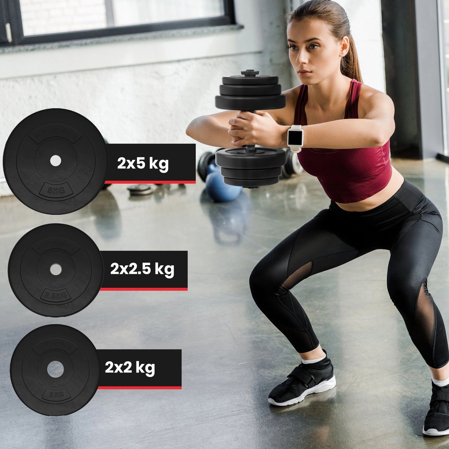 Physionics Dumbell 20 kg Kunststof - 25 mm