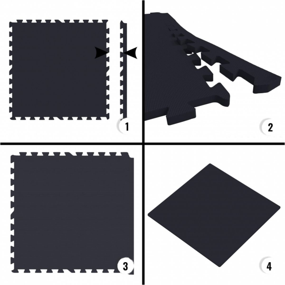 8 Eindstukken voor vloer Beschermingsmatten Zwart Gorilla Sports