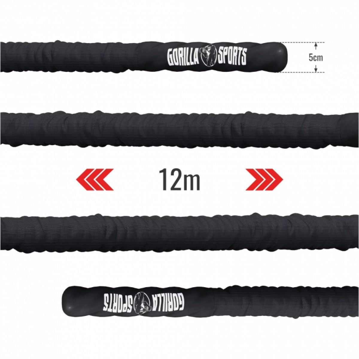 Gorilla Sports Battle rope incl. Muurbeugel 1200 x 5 cm