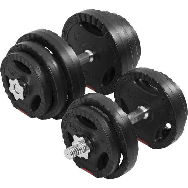 Gorilla Sports Dumbellset 20 kg + 2 x 5 kg Gripper Kunststof - 30 mm