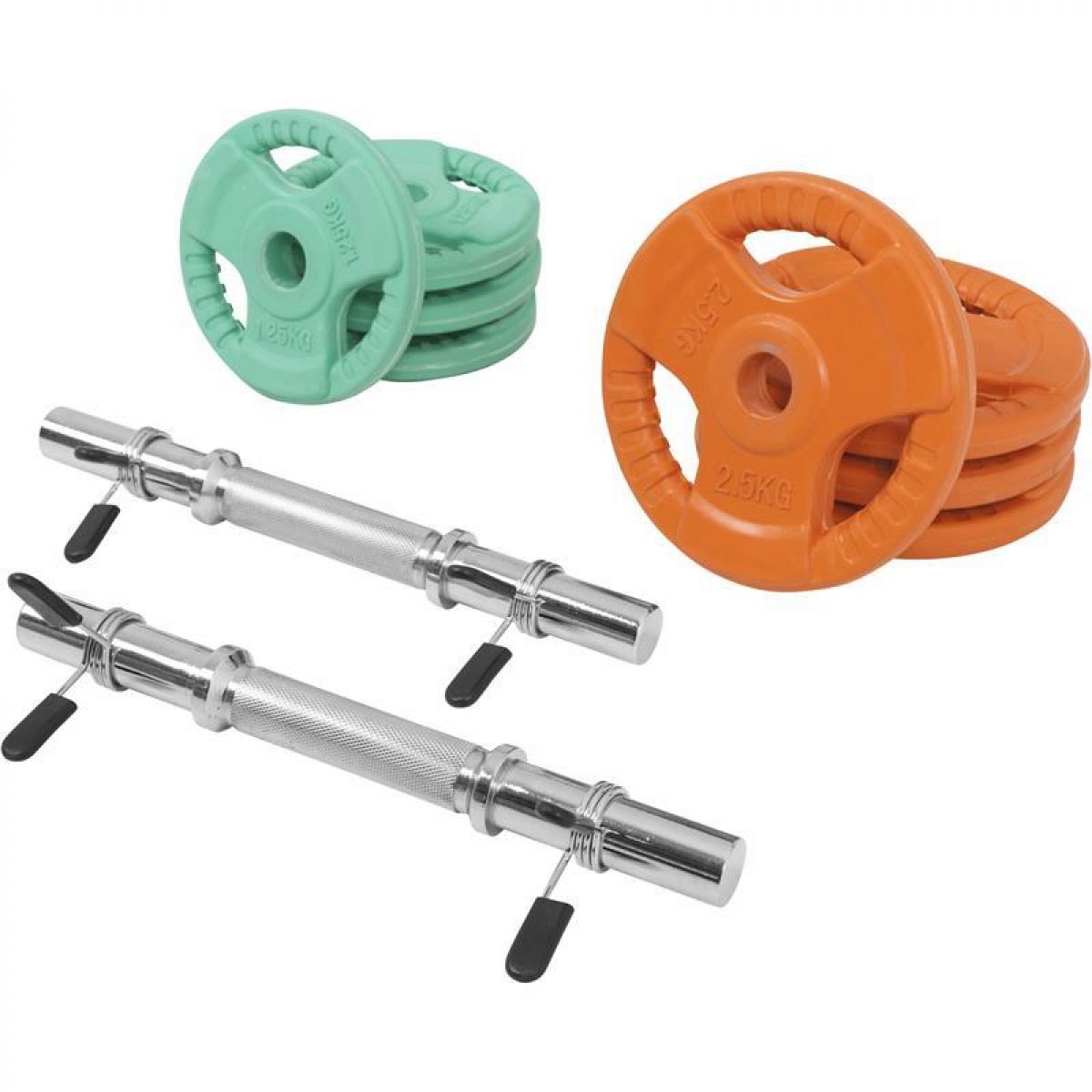 Gorilla Sports Dumbellset 20 kg Gripper Gietijzer Rubber Coating - Veersluiting