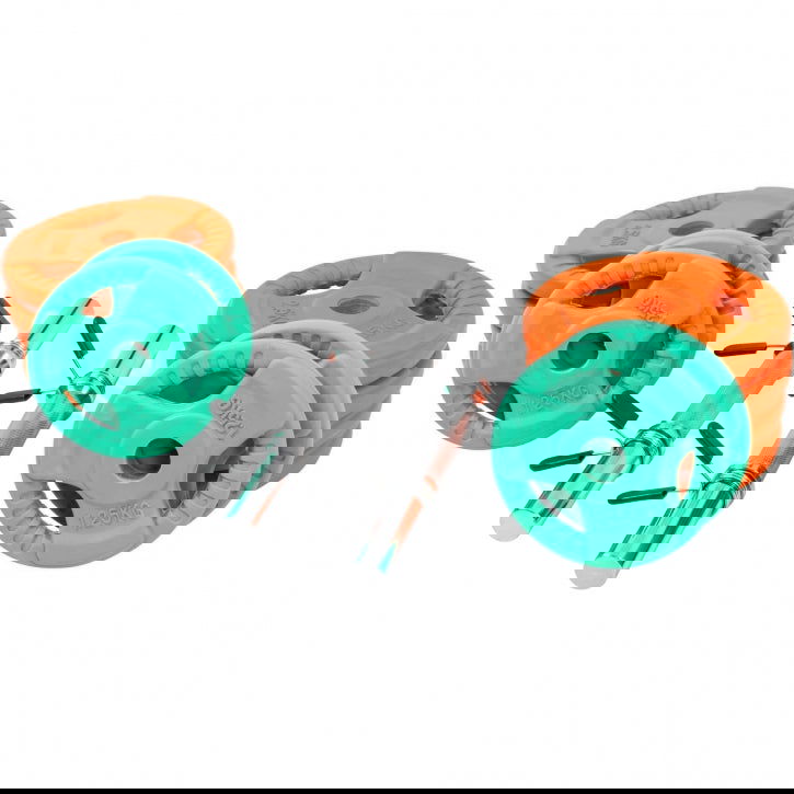 Gorilla Sports Dumbellset 30 kg Gripper Gietijzer Rubber Coating - Veersluiting