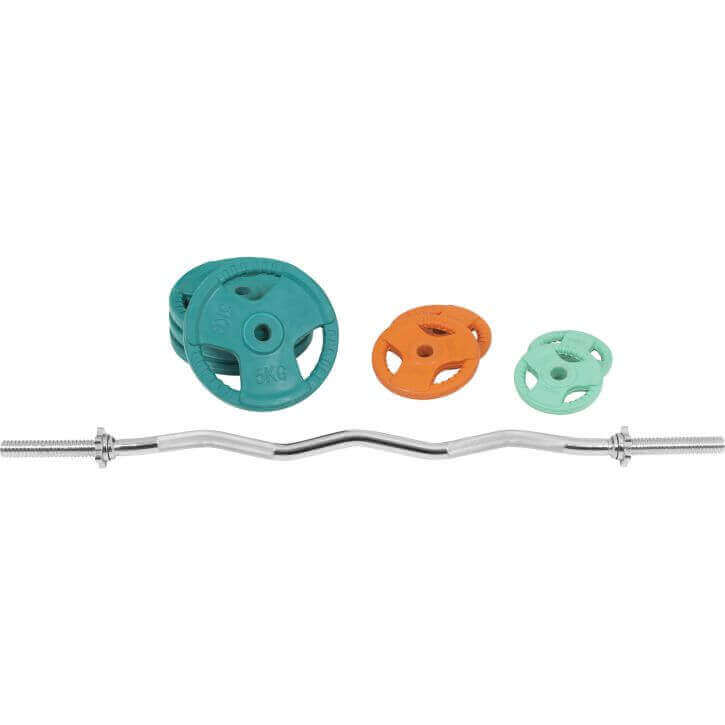 Gorilla Sports EZ-curlset 35 kg Gripper Gietijzer Rubber Coating - Schroefsluiting 30 mm