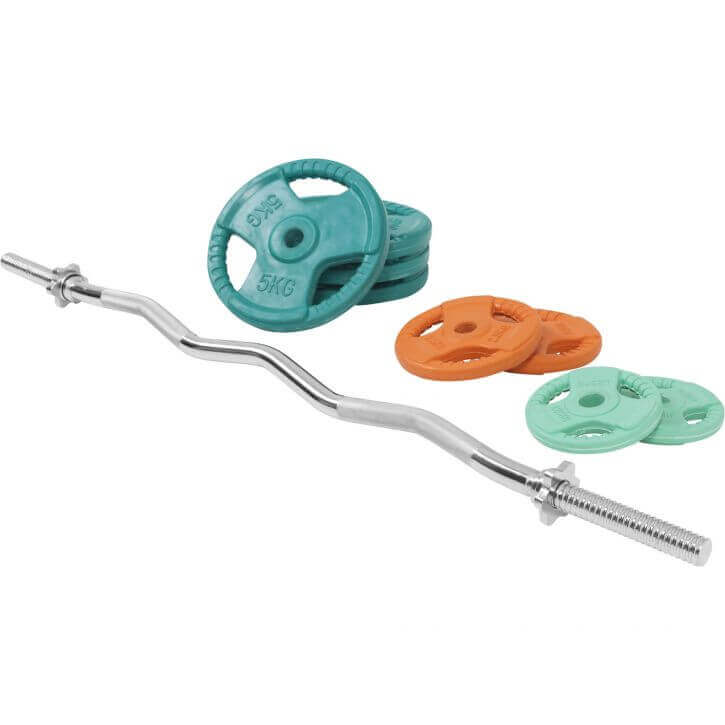Gorilla Sports EZ-curlset 35 kg Gripper Gietijzer Rubber Coating - Schroefsluiting 30 mm