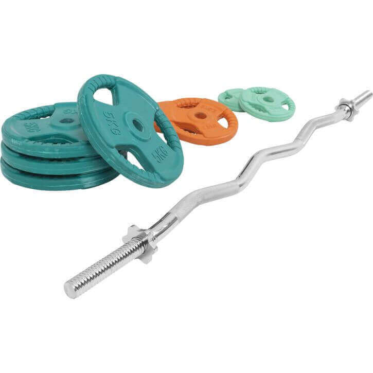 Gorilla Sports EZ-curlset 35 kg Gripper Gietijzer Rubber Coating - Schroefsluiting 30 mm