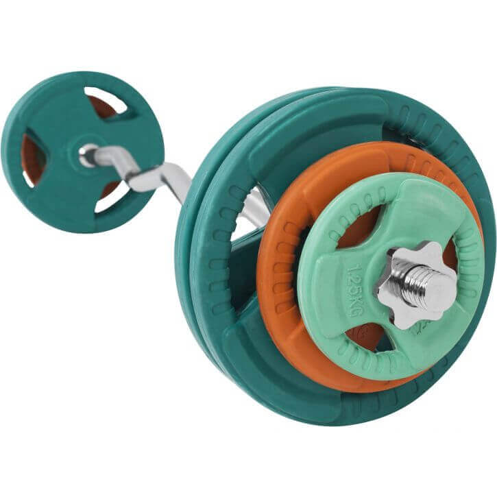 Gorilla Sports EZ-curlset 35 kg Gripper Gietijzer Rubber Coating - Schroefsluiting 30 mm