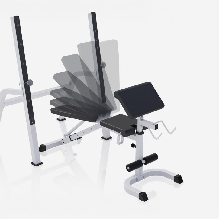 Gorilla Sports Halterbank met Squat Rack Wit
