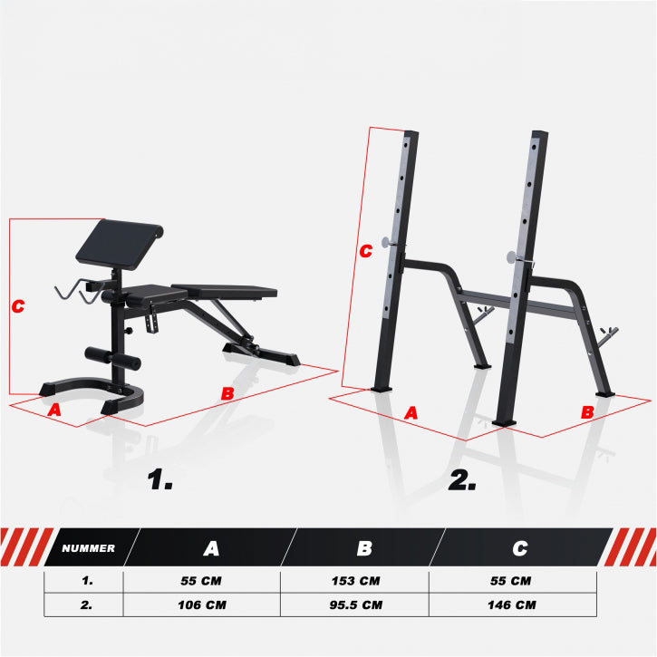 Gorilla Sports Halterbank met Squat Rack Zwart