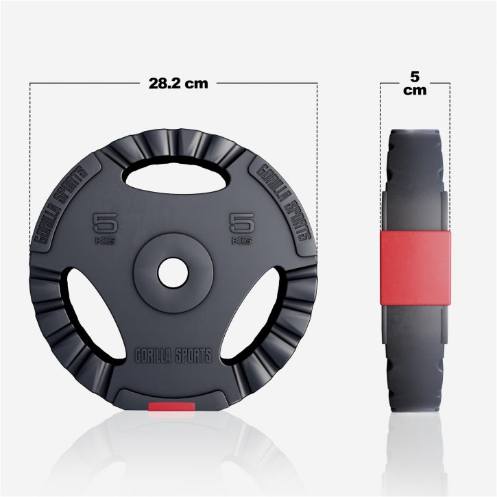 Gorilla Sports Halterschijf 5 kg Gripper Kunststof - 30/31 mm