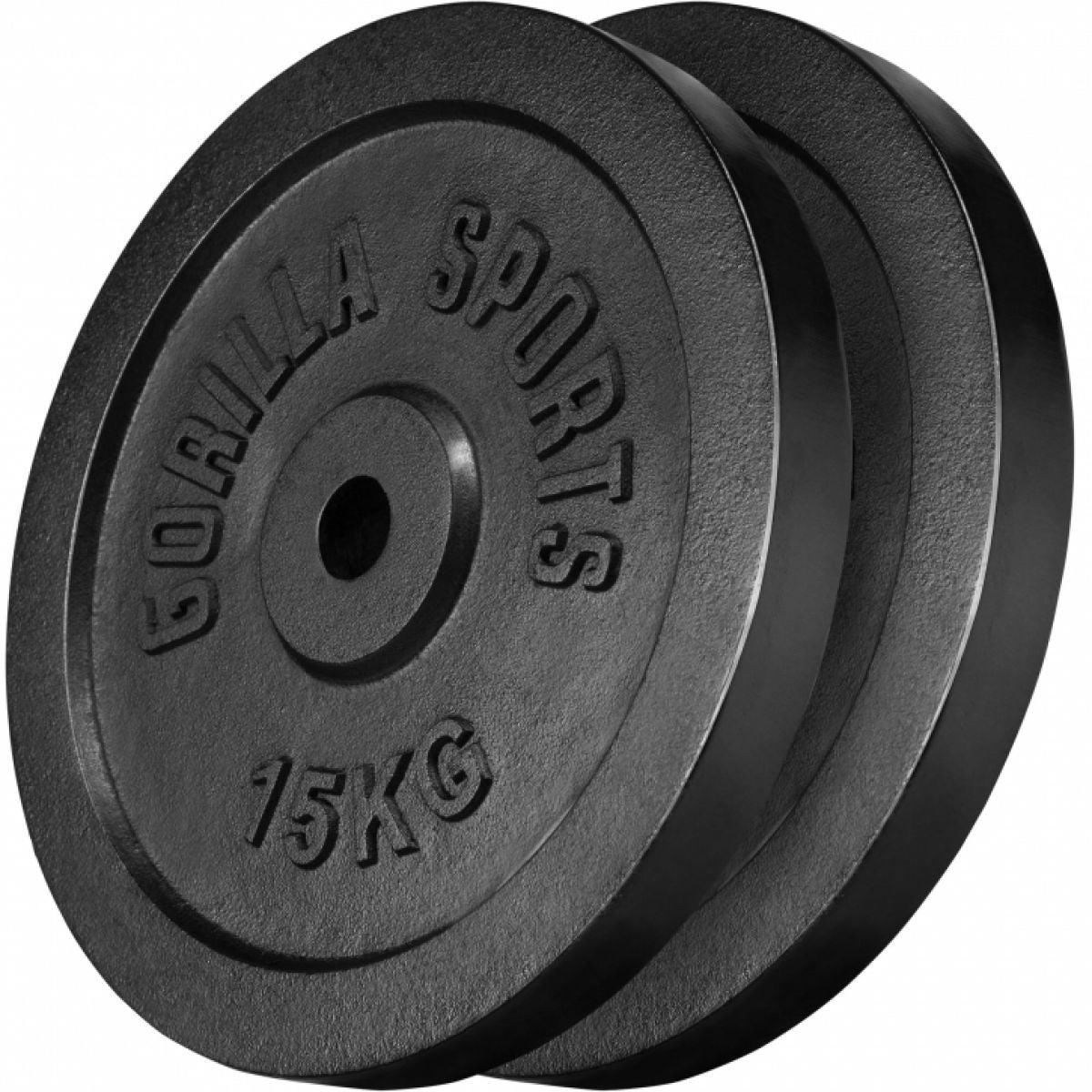 Gorilla Sports Halterschijven Set Gietijzer Zwart 2 x 15 kg - 31 mm