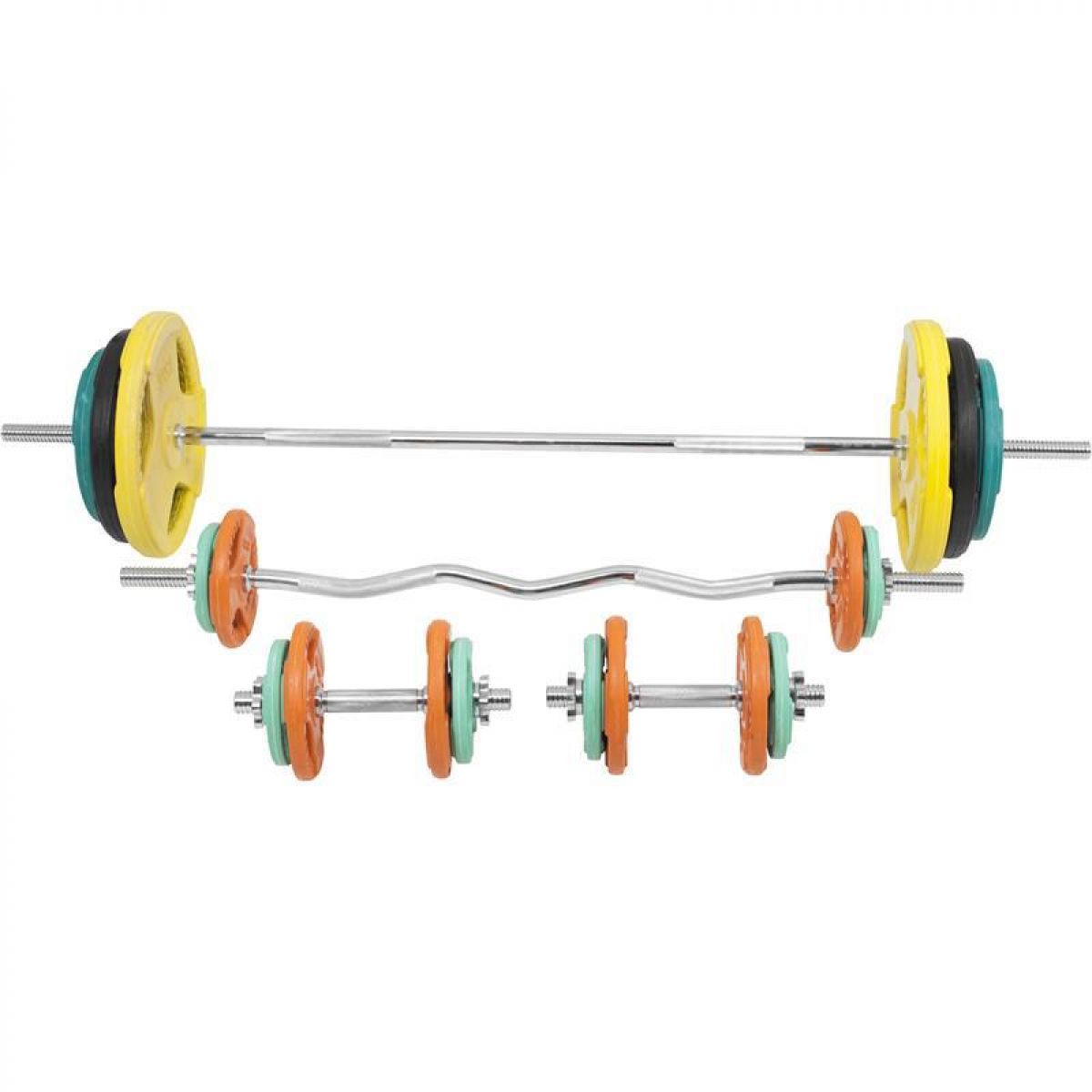 Gorilla Sports Halterset 108 kg Gripper Gietijzer Rubber Coating - Schroefsluiting 30 mm