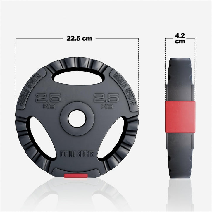 Gorilla Sports Lange halterset 100 kg Gripper Kunststof - 30 mm