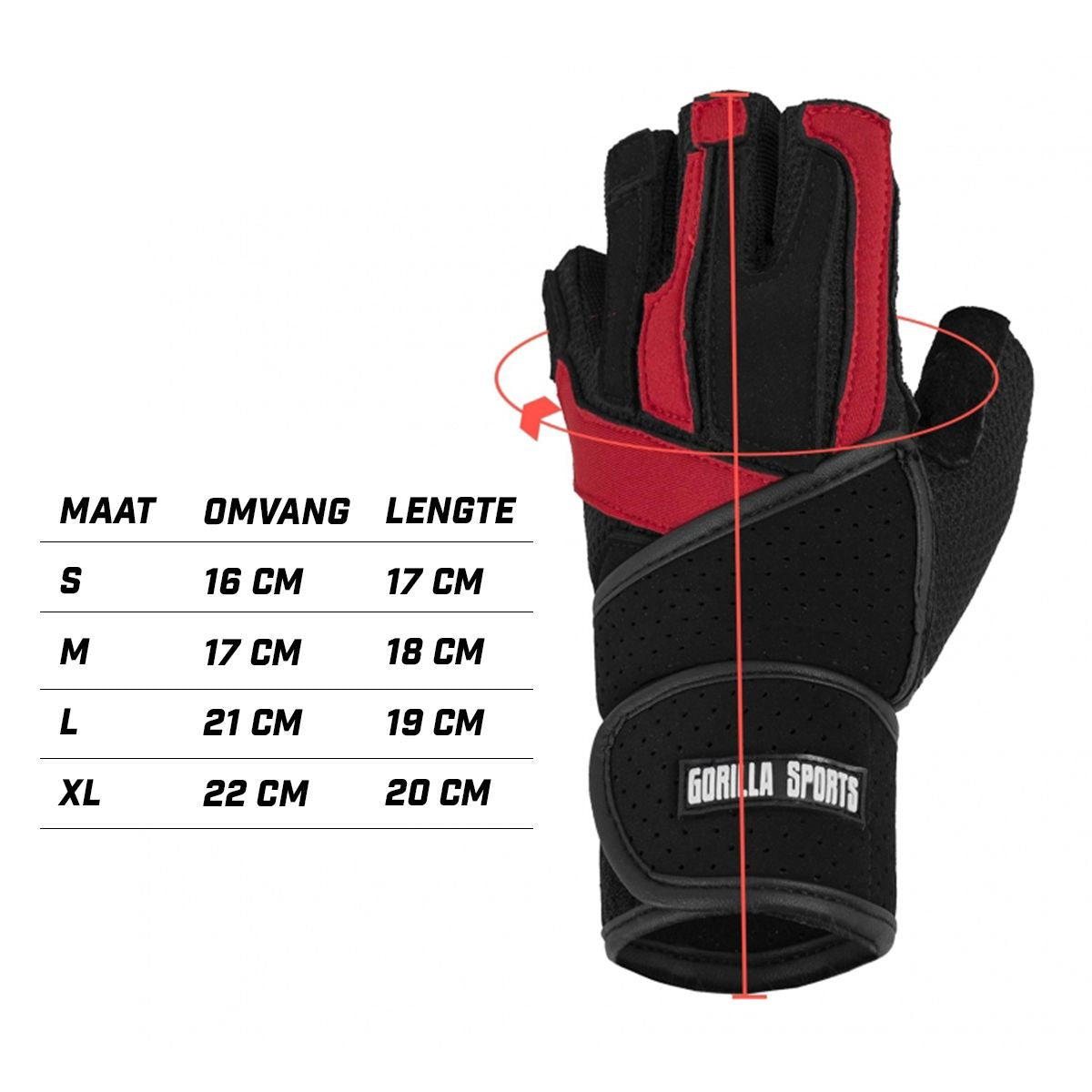 Gorilla Sports Maat M - Fitnesshandschoenen Met Polsbandage Deluxe