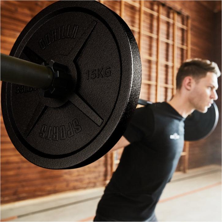 Olympische halterschijven set 2 x 15 kg Gietijzer Zwart 50/51 MM Gorilla Sports