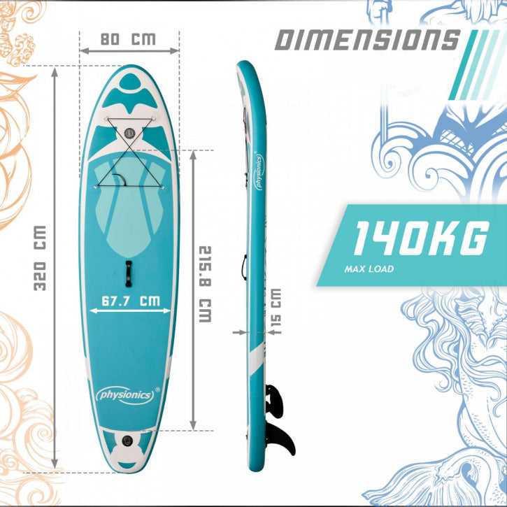 Physionics Sup Board 320 cm Complete Set Mint Groen