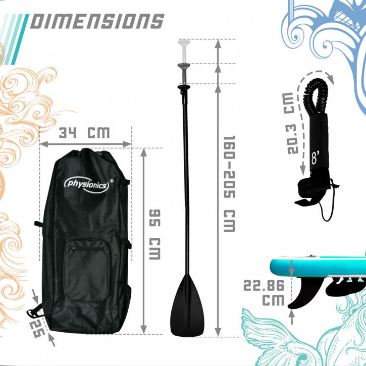 Physionics Sup Board 320 cm Complete Set Mint Groen