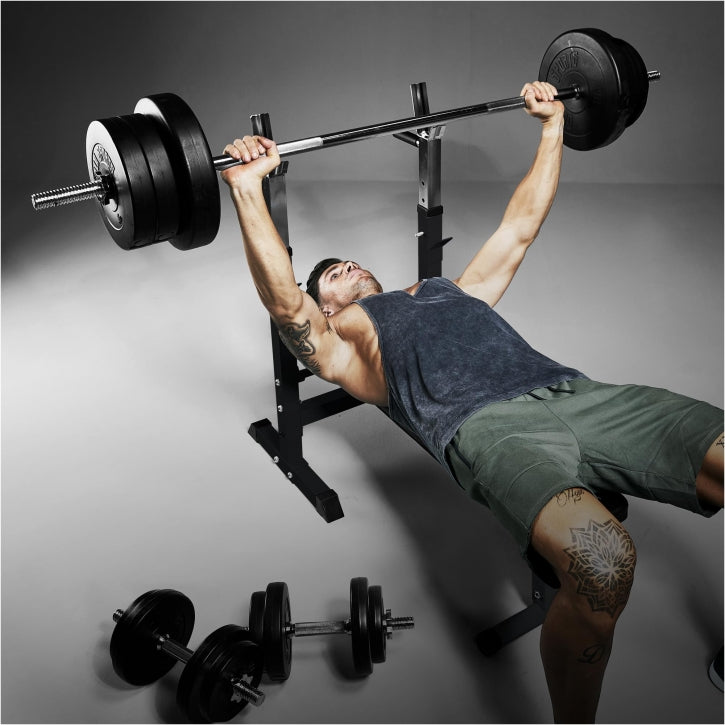 Verstelbare Halterbank Met 70 kg Halterset Kunststof Gorilla Sports