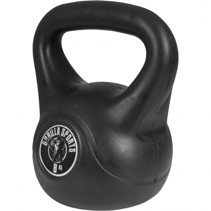Voordeelset Kettlebells 4, 6 en 8 kg zwart kunststof Gorilla Sports