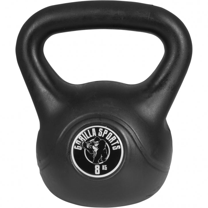 Voordeelset Kettlebells 4, 6 en 8 kg zwart kunststof Gorilla Sports