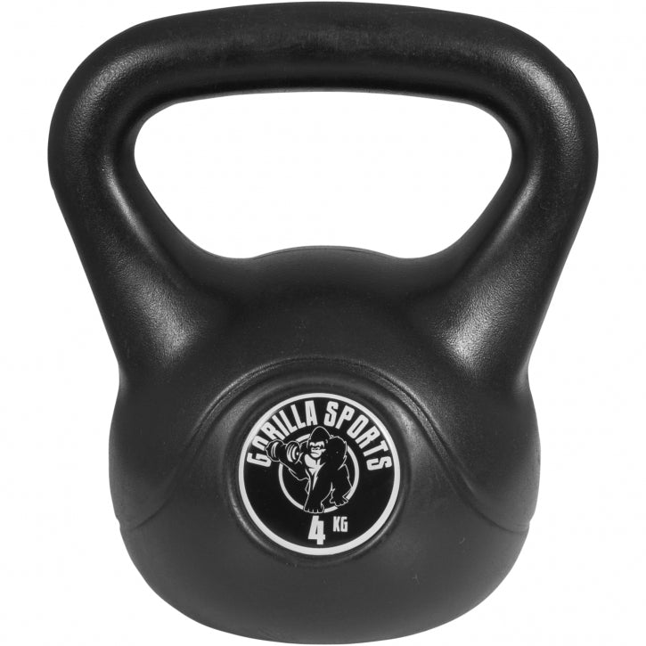 Voordeelset Kettlebells 4, 6 en 8 kg zwart kunststof Gorilla Sports