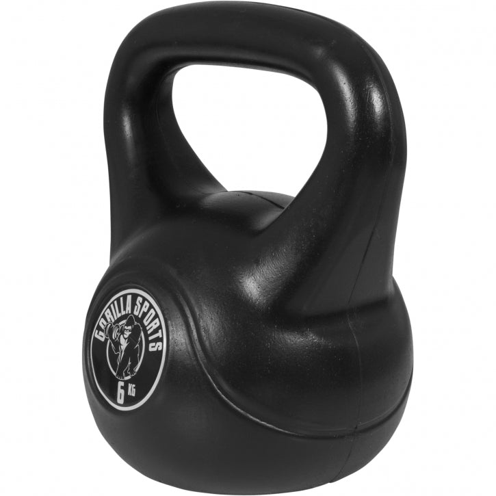 Voordeelset Kettlebells 4, 6 en 8 kg zwart kunststof Gorilla Sports