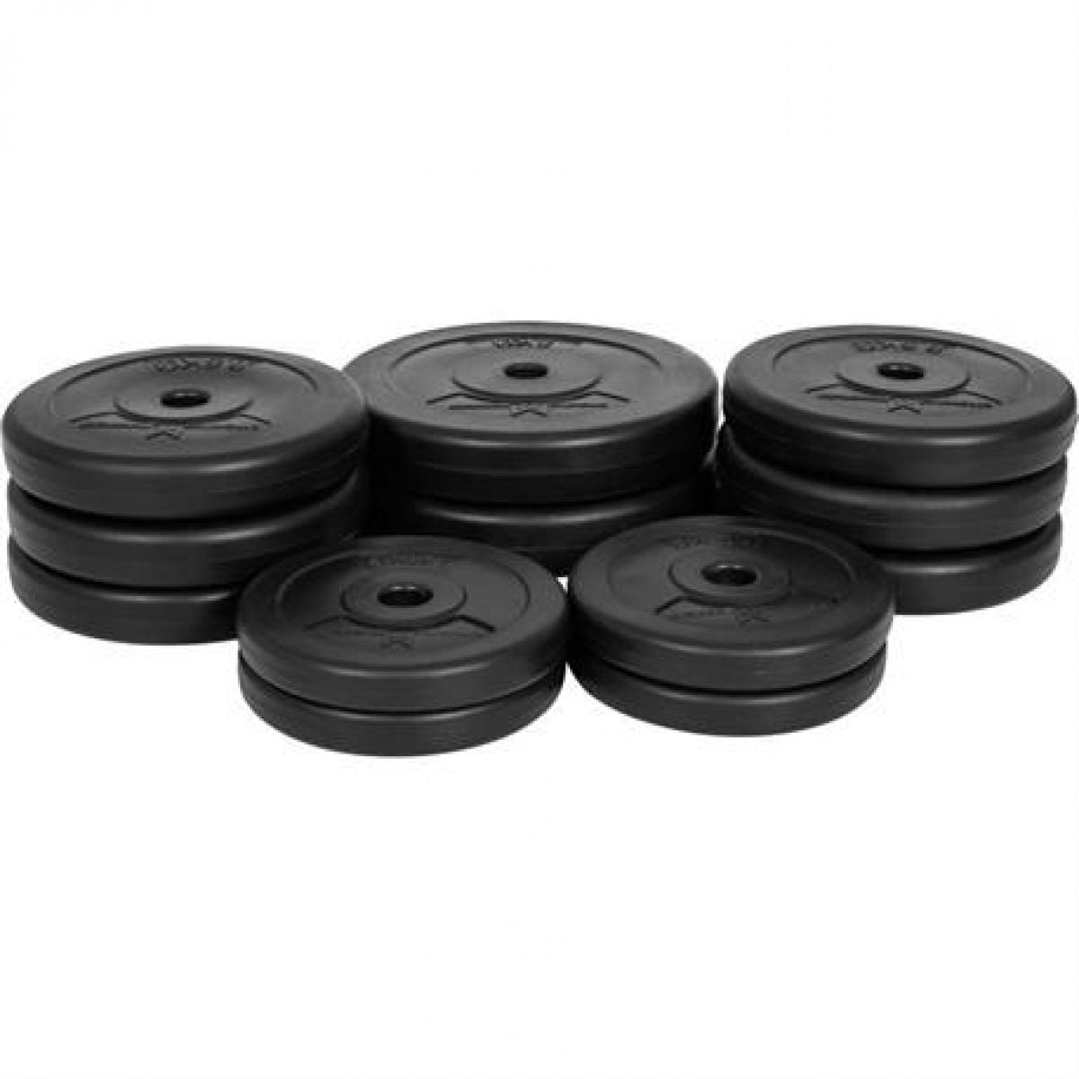 Voordeelbundel 30 kg (NB opening circa 25 mm, 2 x 5 kg, 6 x 2,5 kg, 4 x 1,25 kg) Gorilla Sports