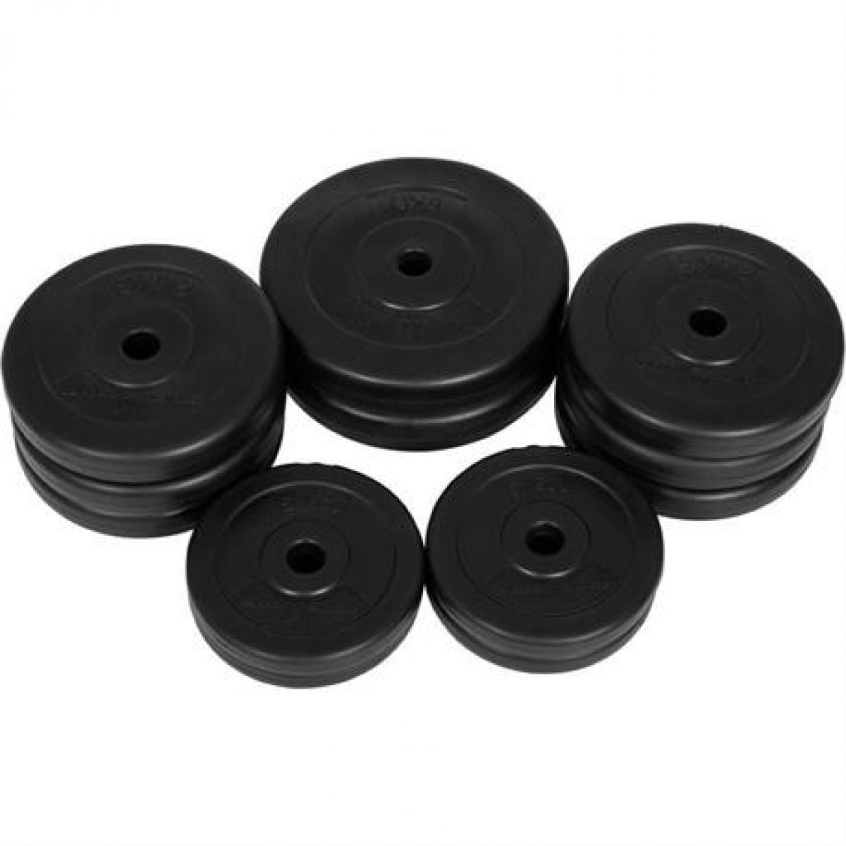 Voordeelbundel 30 kg (NB opening circa 25 mm, 2 x 5 kg, 6 x 2,5 kg, 4 x 1,25 kg) Gorilla Sports