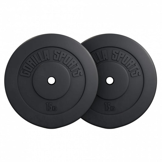 Voordeelbundel Halterschijven Kunststof 2 x 15 kg - 30/31 mm Gorilla Sports