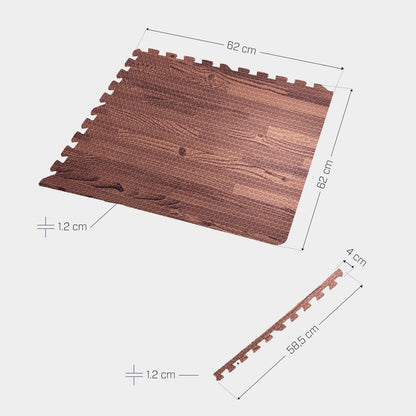 Sportschool Vloer Beschermingsmatten 6 matten + 12 eindstukken - Donkere houtkleur