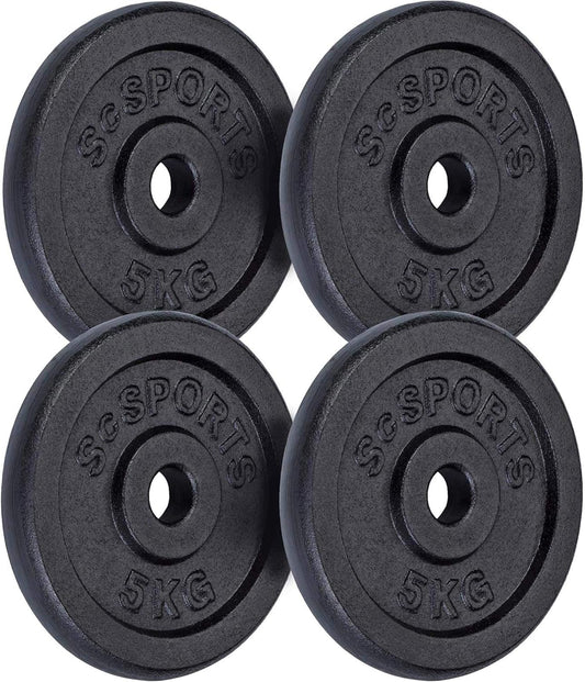 ScSPORTS Halterschijven set 20 kg - 4 x 5 kg - Gietijzer - 30 mm
