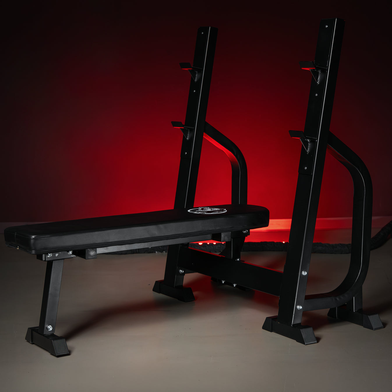 Flat Weight Bench with barbell supports