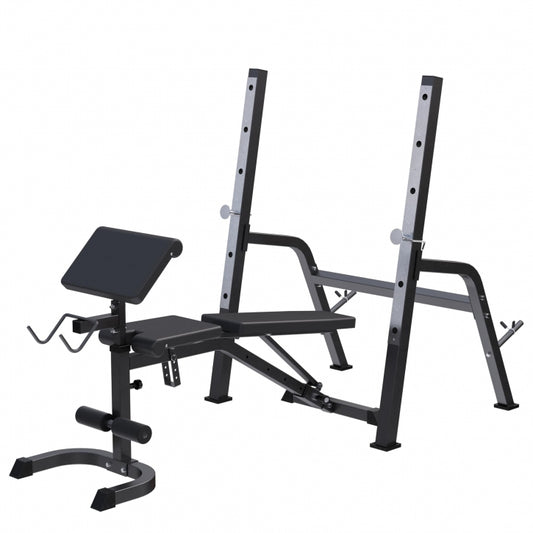 Halterbank met Squat Rack Zwart