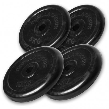 Voordeelbundel 30 kg (2 x 10 kg en 2 x 5 kg) halterschijven Rubber