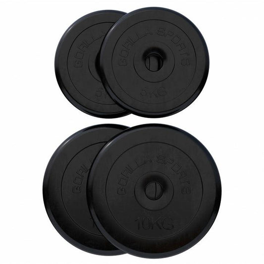 Voordeelbundel 30 kg - 2 x 10 kg en 2 x 5 kg halterschijven rubber