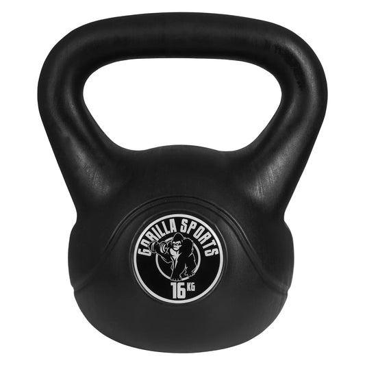 Kettlebell 16 kg zwart kunststof