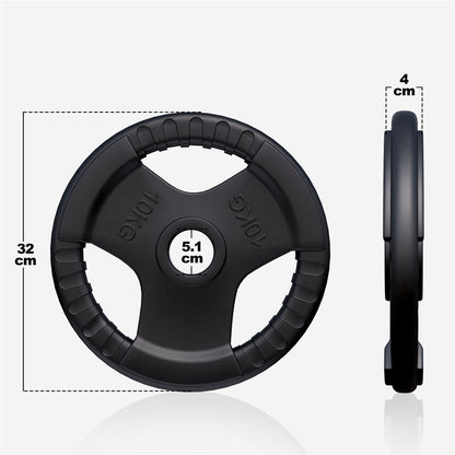 Disque de poids olympique 10 kg Gripper Fonte Revêtement caoutchouc - 50/51 mm