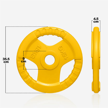 Disque de poids olympique 15 kg Gripper Fonte Revêtement caoutchouc - 50/51 mm