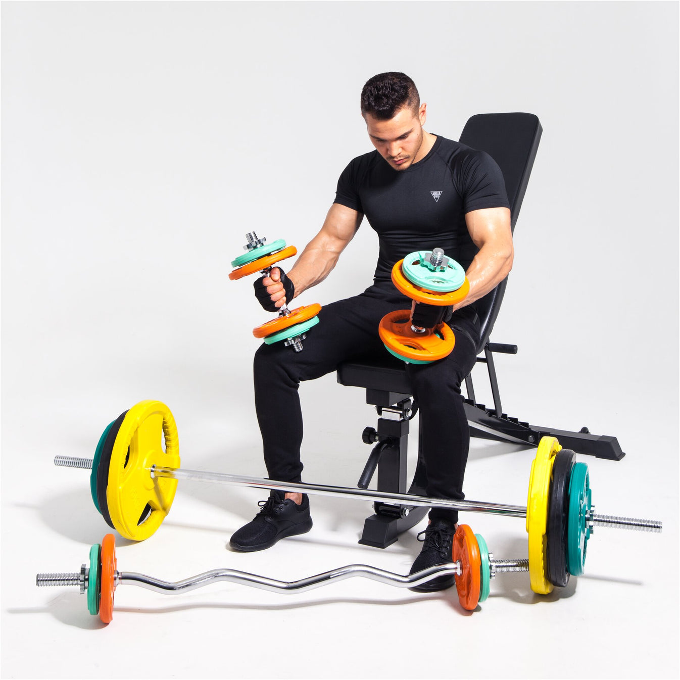 Disque de poids olympique 15 kg Gripper Fonte Revêtement caoutchouc - 50/51 mm